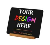 Custom Metal Photo Prints with Your Picture Image Logo Text, Design Your Own Customised Photo Gifts with Natural Bamboo Base, Personalised Aluminum Picture Gifts Wall Art for Family Lovers Friends