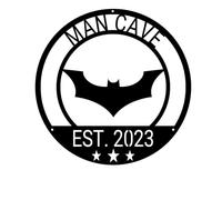 Custom Metal Sign- Bat Man Cave 33 Personalized Monogram Last Name Wall Decor Name Sign Personalized Wedding Gift Outdoor Metal Art