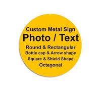 Custom Metal Sign Plaques with Photo Text Logo Personalised Wall Sign with A Hole Customised Warning Sign for Indoor Outdoor Door Parking Bedroom Cafe Home Decor, Round, 30x30cm