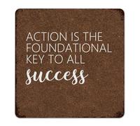 Custom Metal Signs Outdoor Action Is The Foundational Key to All Success Room Decor for Men Aluminum Tin Signs for Front Door Outdoor Dining Room Art Poster Gift for Bathroom 12x12 Inch