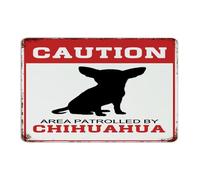 Custom Metal Signs Outdoor Area Patrolled by Dog Chihuahua Home Decor Tin Signs for Outdoor Porch Garden Caution Area Warning Art Poster Gift for Room 8x12 Inch
