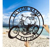 Custom Metal Wall Art - Personalized Motorcycle Sign, Bike Lover Gift Last Name Plaque, Garage Decor, Father's Day Gift (Style E)