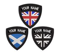 Custom Military Name Patch, Personalized Embroidery Tactical Name Tag, British Scotland Flag Iron on/Hook & Loop Name Patches for Multiple Clothing Bags Work Shirt Jackets