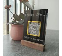 Custom Mini QR Code Sign for Business Personalized Social Media Cashapp Instagram Facebook Twitter Wifi Signs Scan to Pay Payment Display Plaque for Beauty Store Salon Hairdressers Beautician