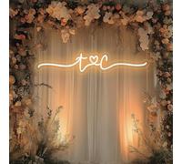 Custom Minimalist Neon Wedding Sign Personalized Initials with Heart LED Love Neon Light for Reception Last Name Letters Sign Anniversary Engagement Party Dimmable