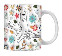 Custom Mom Mug with Kids Names,You Hold Our Hands Also Our Hearts Mug,Mama Coffee Cup,Personalized Coffee Mugs,Mothers Day Mug,Gifts for Mom Birthday Christmas (3 hands)