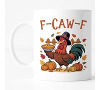 Custom Moments F-Caw-F Funny Chicken Coffee Mug 11oz - Thanksgiving Ceramic Rooster Cup, Durable and Easy Grip Handle, Coffee or Tea Gift for Friends and Party Lovers