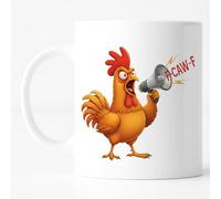 Custom Moments F-Caw-F Funny Chicken Mug 11oz - Screaming Rooster Meme Cup, Crazy Hen Coffee Mug, Farm Animal Humor Gift for Friends, Party Lovers & Coworkers