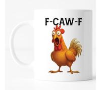 Custom Moments F-Caw-F Funny Chicken Mug 11oz - Screaming Rooster Meme Cup, Crazy Hen Coffee Mug, Farm Animal Humor Gift for Friends, Party Lovers & Coworkers