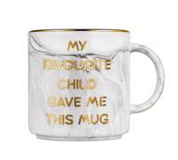Custom Moments Father’s Day Presents for Dad Grandpa from Daughter Son - “My Favorite Child Gave Me This Mug” Gold Foil Marble Ceramic Coffee Mug, Funny Birthday Christmas Gift for Father Grandpa