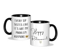 Custom Moments Funny 'Not My Problem Anymore' Retirement Mug - Humorous Farewell Gift for Retiring Men & Women (Colleagues, Boss, Teachers, Friends) (Black)