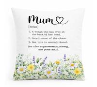Custom Moments Mother’s Day & Birthday Gift Cushion Cover - Best Mum Ever Floral Purple Pillow Case for Mom from Daughter Son, Decorative Throw Pillow Cover 45x45cm (Mum ≠ maid)