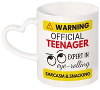 Custom Moments Official Teenager Mug - Fun Ceramic Coffee Cup for Teens - Ideal Present for 13 Year Old Boys & Girls - 11 oz Funny Novelty Cup (White Heart)