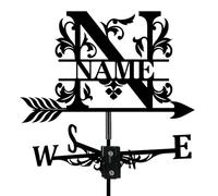 Custom Monogram Letter Metal Weather Vane Personalized Name Weathervane Wind Direction Indicator Outdoor Decor for Farmhouse Yard Patio, Housewarming Gifts