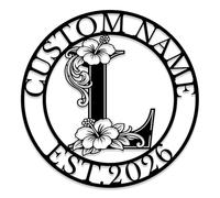 Custom Monogram Metal Sign,Personalized Initial Name Wall Art, Alphabet Letter Decor,Family Name Plaque,Garden Fence Decor,House Number Address Sign (Style-12)