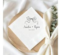Custom Monogram Wedding Napkins - Engagement Cocktail Napkins, Customized Personalized Wedding Party Tablescape, Fancy Anniversary Date Napkin, Bridal Showers Decor