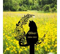 Custom Moon Cat Memorial Garden Stake, Personalised Cat Grave Markers, Metal Cat Garden Sign, Pet Memorial Gift, Cat Remembrance Sign, Burial Stake, Pet Cemetery Marker, Cat Loss Gift