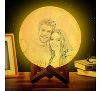 Custom Moon Lamp - Personalized 3D Printed Night Light with Photo & Text, 16-Color USB Rechargeable Touch Lamp for Mother's Day, Christmas, Valentine's Day, and Anniversaries