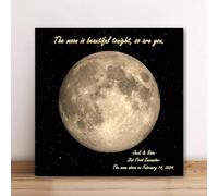 Custom Moon Phase Picture - This is What The Moon Looked Like Personalized Moon Phase Gifts for Couple Anniversary Weddings Wall Decor Custom Canvas Poster