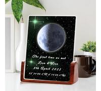 Custom Moon Phase plaque, On the Night We Met Moon Phase, Night Sky Print, Romantic Anniversary Wedding Betrothal Gifts for Couple, Acrylic Plaque with Stand