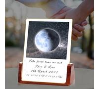 Custom Moon Phase plaque, On the Night We Met Moon Phase, Night Sky Print, Romantic Anniversary Wedding Betrothal Gifts for Couple, Acrylic Plaque with Stand
