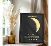 Custom Moon Phase Print Canvas,Personalized Moon Phase Frame,Moon Phase Print Poster,Bridal Wedding Gift,Father's Day,Mothers Day,Anniversary,Christmas,Birthday,Personalized Gift (A4(24X33CM))