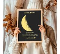 Custom Moon Phase Wooden Frame with Personalized Name and Text, Custom Birthday Gift, Moon Phase Gift, Personalized Moon Gift, Custom Art Real Moon Phase This is What The Moon Looked Like (A3/A4)
