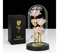Custom Mothers Day Plastic Rose Gifts for Mom Women, Rose Flower Birthday Gifts for Women Mom Wife Girlfriend, Light Up Rose in A Acrylic Dome, Rose Gifts for Valentine's, Mothers Day, Women's Day