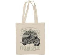 Custom Motorcycle Cafe Racer London Street Natural Cotton Tote Bag White