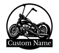 Custom Motorcycle Garage Metal Wall Art, Personalized Motorcycle Metal Sign, Motorcycle Art, Bike Lover Gift Last Name Plaque,Garage Decor, Father's Day Gift (Style-4)