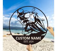 Custom Motorcycle Garage Metal Wall Art, Personalized Motorcycle Metal Sign, Motorcycle Art, Bike Lover Gift Last Name Plaque,Garage Decor, Father's Day Gift (Style A)