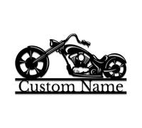 Custom Motorcycle Garage Metal Wall Art, Personalized Motorcycle Metal Sign, Motorcycle Art, Bike Lover Gift Last Name Plaque,Garage Decor, Father's Day Gift (Style-2)