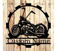 Custom Motorcycle Garage Metal Wall Art, Personalized Motorcycle Metal Sign, Motorcycle Art, Bike Lover Gift Last Name Plaque,Garage Decor, Father's Day Gift (Style-1)