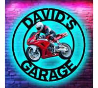 Custom Motorcycle Photo Garage Neon Sign,Personalized Metal Garage Name Sign LED Light Up Wall Decor,Auto Repair Workshop Man Cave Wall Art,Gift for Men Dad Grandpa
