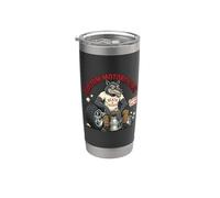 Custom Motorcycles Lowbrow Wolf Rockabilly 1950s Biker Stainless Steel Insulated Tumbler