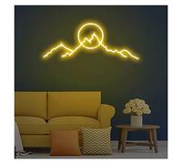 Custom Mountain Neon Signs for Wall Decor USB Power Light up Signs for Party Room Bedroom Home Wall Neon Decoration(Yellow,50x15cm)