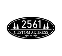 Custom Mountain & Trees House Number Sign - Personalized Rustic Metal Address Plaque for Outdoor Yard Garden Entryway, Farmhouse Front Door Decor (Style-3)