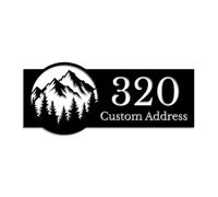 Custom Mountain & Trees Metal Address Plaque, Custom House Number Sign with Mountain Forest Silhouette, Nature Theme Street Number Plaque for Outdoor, Yard, Gate, Porch and Cabin (Style-1)