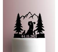 Custom Mountain Wedding Dogs Date Acrylic Cake Topper 3mm Thick Premium Laser Cut Cake Decoration for Birthday, Wedding, Baby Shower & Party Cakes Durable Reusable