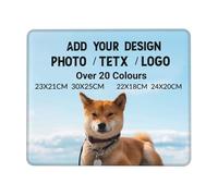 Custom Mouse Mat Pad with Photo, Text, Name, Logo Print Personalised Mousepad Mat Non Slip Rubber for Gaming, School, Office, Home Customised Gifts for Women Men, 22x18cm, 24x20cm, 26x21cm, 30x25cm