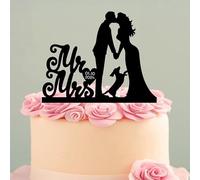 Custom Mr And Mrs Wedding Cake Topper With Dog Dachshund Animal For Bride Groom, For Funny Novelty Acylic Personalized Party Cake