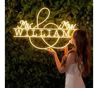 Custom Mr & Mrs Your Family Name LED Neon Sign Last Name Neon Night Light Wedding Engagement Grass Wall Party Backdrop Decor Gift
