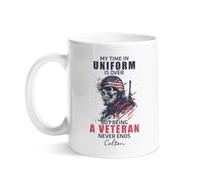 Custom Mug Personalised Coffee Cups My Time in Uniform is Over But Being A Veteran Never Ends Cool Tea Mugs for Friend Celebration Tea 330Ml