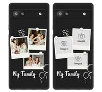 Custom Multi Photos Case for Google Pixel 6A - 6.1 inch, Personalized Gift for Men Women, Customized Collage Text Picture Phone Cover, Soft Rubber Shockproof Protective Case, Black
