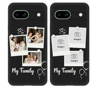 Custom Multi Photos Case for Google Pixel 8A - 6.1 inch, Personalized Gift for Men Women, Customized Collage Text Picture Phone Cover, Soft Rubber Shockproof Protective Case, Black