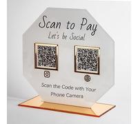 Custom Multi QR Code Sign Business Social Media Signs Personalized Instagram Facebook Venmo Cashapp Logo Plaque Acrylic Scan to Pay Payment Display Sign Salon Beauty Hairdressers Beautician (2 code)