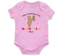 Custom Mummy Bear Birthday Babygrow Happy 1st Birthday as My Mummy Baby Boys Girls Vest for New Mums Bday Gift, 3-6 Months, Light Pink