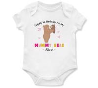 Custom Mummy Bear Birthday Babygrow Happy 1st Birthday as My Mummy Baby Boys Girls Vest for New Mums Bday Gift, 0-3 Months, White