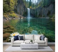 Custom Mural Wallpaper, Modern 3D Effect Backdrop Wall Art Murals, Non-Woven Green Vegetation Rocks Floral Mural, Wallpaper Photo for Living Room Home Decoration 150 x 105 cm