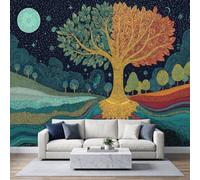 Custom Mural Wallpaper, Modern 3D Effect Backdrop Wall Art Murals, Non-Woven Tree of Life Night Sky Mural, Wallpaper Photo for Living Room Home Decoration 250 x 175 cm